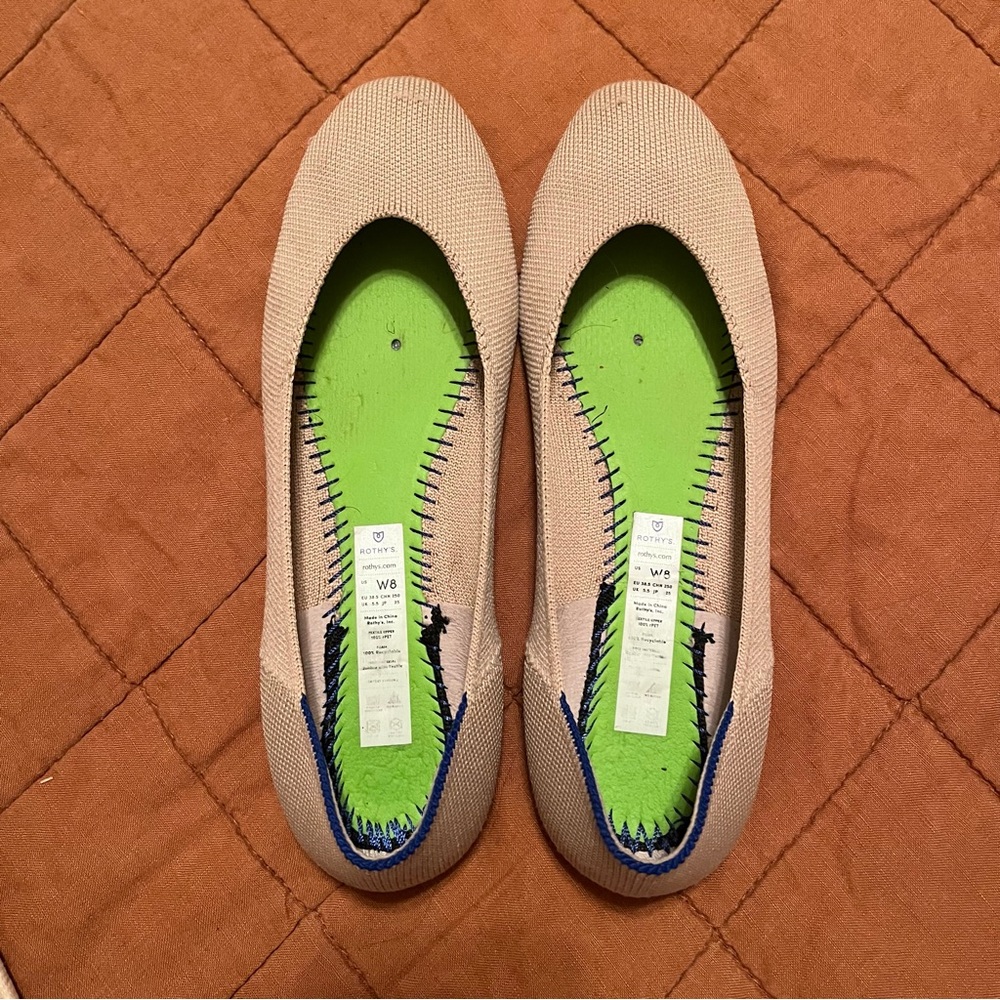 Rothy's The Square Ecru Knit  Ballet Flat Casual Comfort Shoes Women’s US 8.